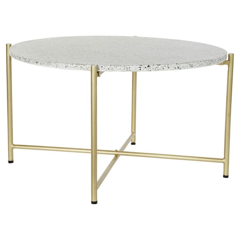 Sidobord DKD Home Decor Vit Sten Järn Gyllene (81 x 81 x 44 cm)