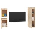 Miniatyrbild 5 av 10: vidaXL Tv-bänk 3 st massiv furu