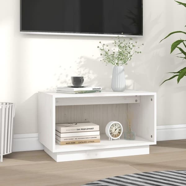vidaXL TV-taso valkoinen 60x35x35 cm täysi mänty