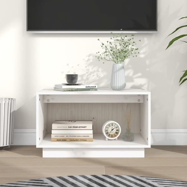 vidaXL TV-taso valkoinen 60x35x35 cm täysi mänty