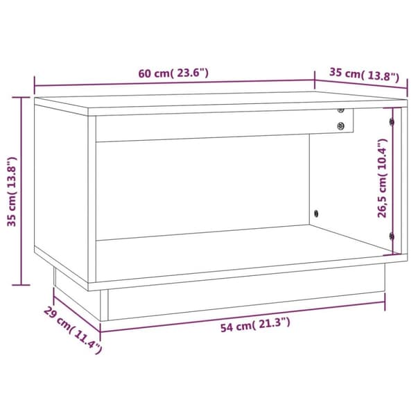 vidaXL TV-benk hvit 60x35x35 cm heltre furu