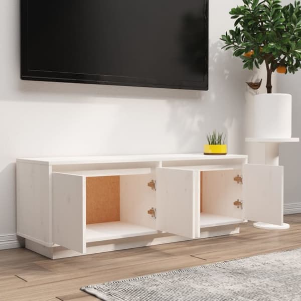 vidaXL TV-benk hvit 110x34x40 cm heltre furu