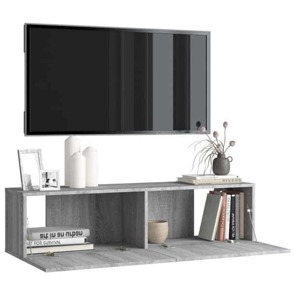 vidaXL TV-bänk för vägg grå sonoma 120x30x30 cm konstruerat trä