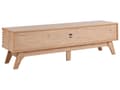 Miniatyrbillede 6 af 10: TV Bord Lyst Træ 44 x 149 cm Skuffe Hylde Opbevaring Kabelgennemføring Fjernsynsbord med Skydedøre Design Rillet Front Stue Tvbænk Indretning