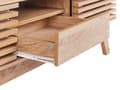 Miniatyrbillede 8 af 10: TV Bord Lyst Træ 44 x 149 cm Skuffe Hylde Opbevaring Kabelgennemføring Fjernsynsbord med Skydedøre Design Rillet Front Stue Tvbænk Indretning