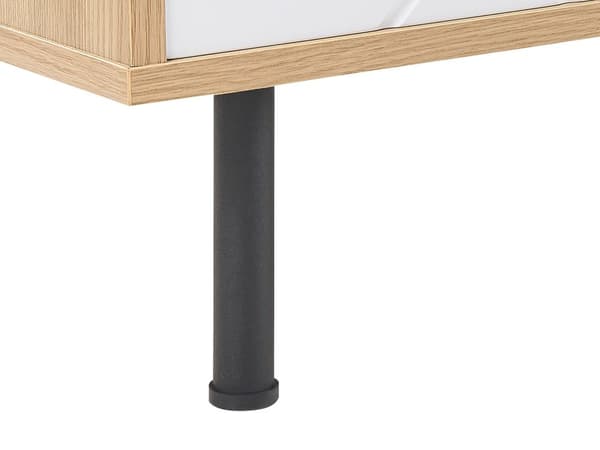 TV-stander Lys Træ Hvid Spånplade Metal 160 x 56 x 40 cm til et TV op til 70ʺ 2 Døre 3 Hylder Sorte Ben Skandinavisk Design Stue