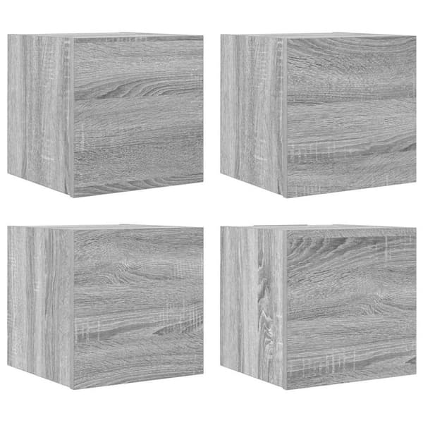 vidaXL væghængtee tv-skab 4 stk. 30,5x30x30 cm grå og sonoma-eg