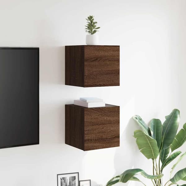 vidaXL Seinäkiinnitettävät TV-kaapit 2 kpl ruskea tammi 30,5x30x30 cm