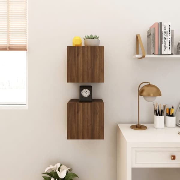 vidaXL Seinäkiinnitettävät TV-kaapit 2 kpl ruskea tammi 30,5x30x30 cm
