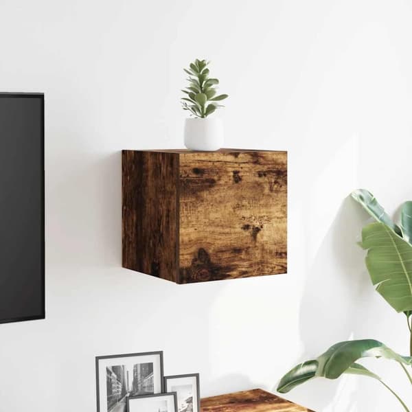 vidaXL væghængt tv-skab 30,5x30x30 cm røget egetræsfarve