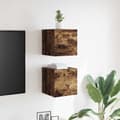 Miniatyrbild 4 av 11: vidaXL Väggmonterade tv-skåp 2 st rökfärgad ek 30,5x30x30 cm