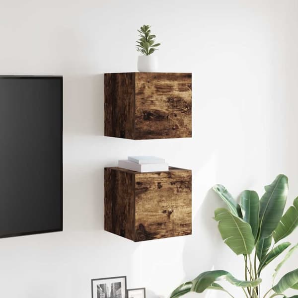 vidaXL Väggmonterade tv-skåp 2 st rökfärgad ek 30,5x30x30 cm
