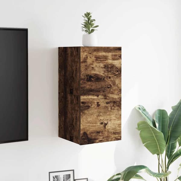 vidaXL Väggmonterade tv-skåp 2 st rökfärgad ek 30,5x30x30 cm