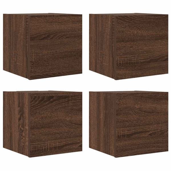 vidaXL Vegghengte TV-benker 4 stk brun eik 30,5x30x30 cm