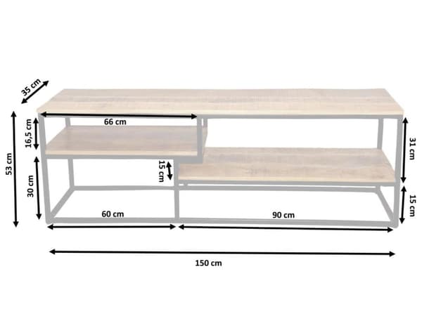 TV Lowboard TV -skåp 150 x 51 x 36 cm metallram