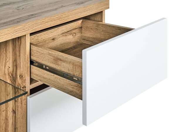 TV Bord Ljus Trä Byrå 2 Lådor och Hyllor