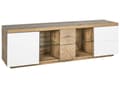 Miniatyrbillede 1 af 10: TV bord i Lyst Træ MDF og Hvid Mat 52 x 160 x 40 cm opbevarings skab 2 Skuffer Hylder moderne klassisk med træstamme visuel effekt