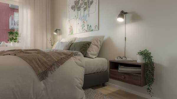 Væghængt sengebord HOPE med skuffe, valnød