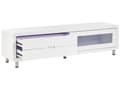 Pikkukuva 7 / 11: TV-taso valkoinen 158 x 43 x 39 cm MDF lasi rosteri kaappi 2 laatikkoa skandinaavinen
