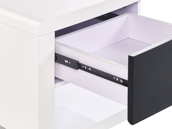 TV-bänk Vit och Svart MDF Hög Glans Byrå med 2 Lådor Öppen Förvaring Minimalistisk