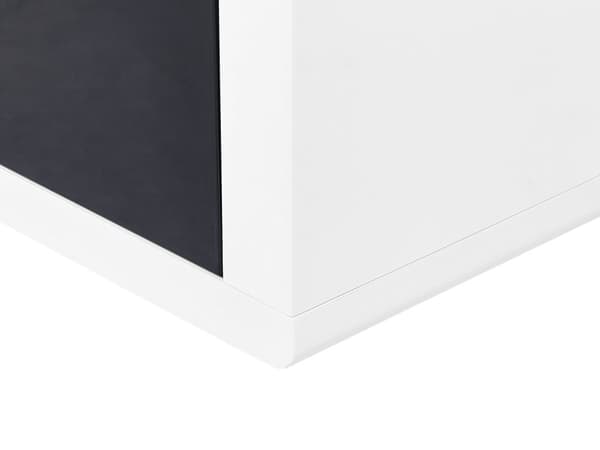 TV-bänk Vit och Svart MDF Hög Glans Byrå med 2 Lådor Öppen Förvaring Minimalistisk