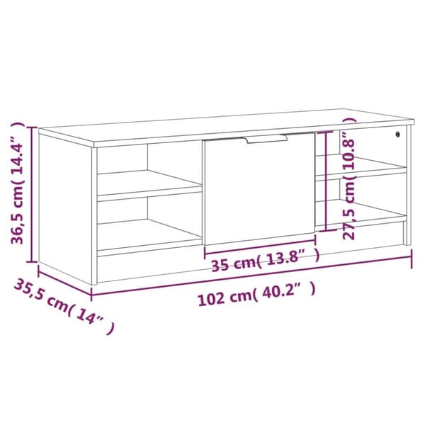 vidaXL TV-benk hvit 102x35,5x36,5 cm konstruert tre