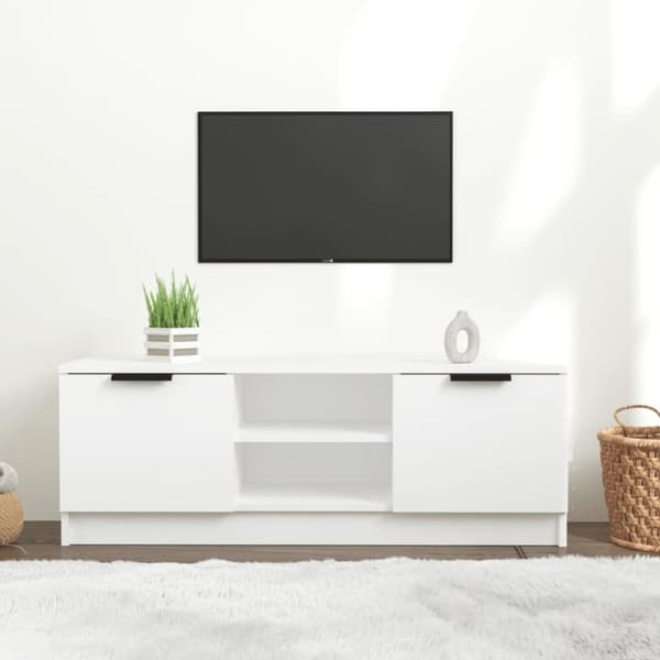 vidaXL TV-benk hvit 102x35x36,5 cm konstruert tre