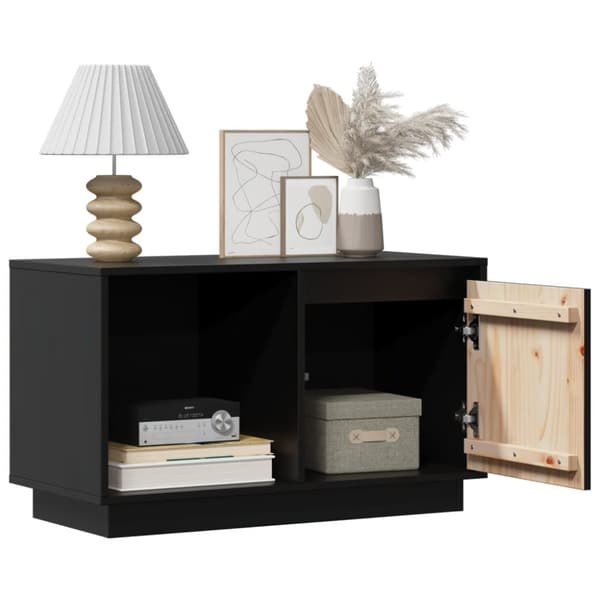 vidaXL TV-benk svart 74x35x44 cm heltre furu