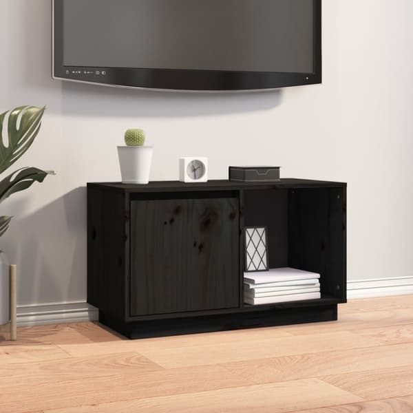 vidaXL TV-benk svart 74x35x44 cm heltre furu