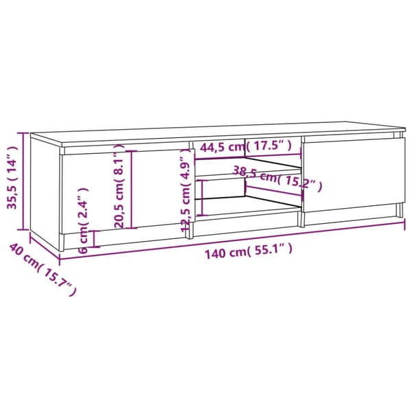 vidaXL TV-benk grå sonoma 140x40x35,5 cm konstruert tre