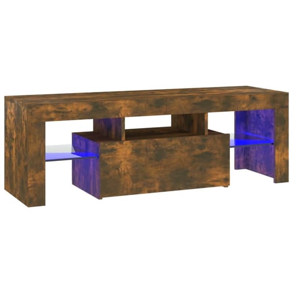 vidaXL Tv-bänk med LED-belysning rökfärgad ek 120x35x40 cm