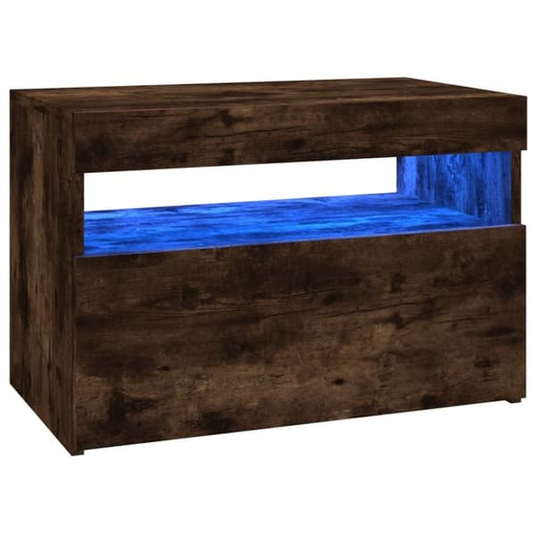 vidaXL TV-benk med LED-lys røkt eik 60x35x40 cm