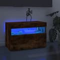 Miniatyrbilde 1 av 11: vidaXL TV-benk med LED-lys røkt eik 60x35x40 cm