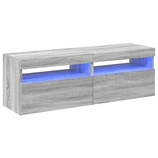 vidaXL TV-benker 2 stk med LED-lys grå sonoma 60x35x40 cm