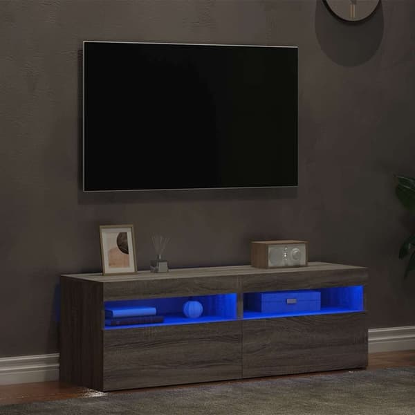vidaXL TV-benker 2 stk med LED-lys grå sonoma 60x35x40 cm