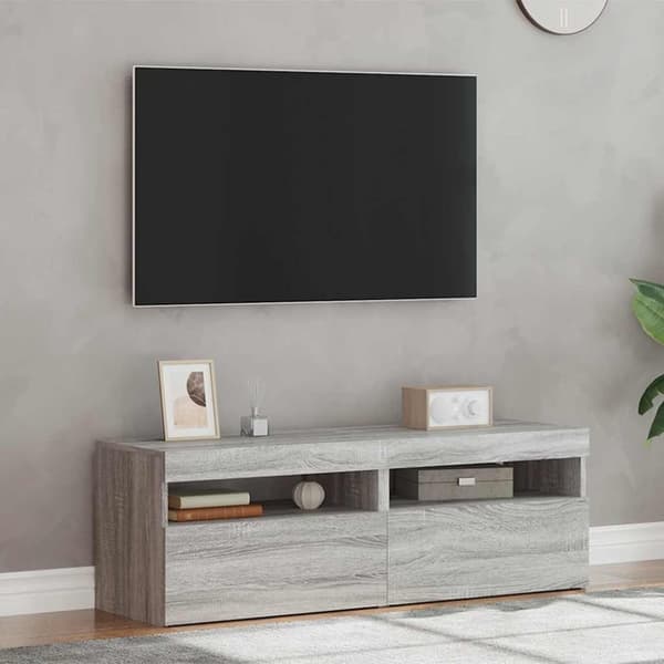 vidaXL TV-benker 2 stk med LED-lys grå sonoma 60x35x40 cm