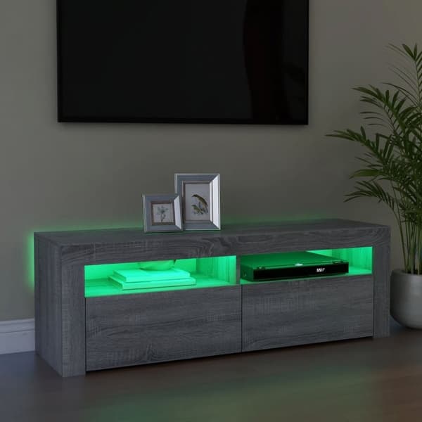 vidaXL TV-benk med LED-lys grå sonoma 120x35x40 cm