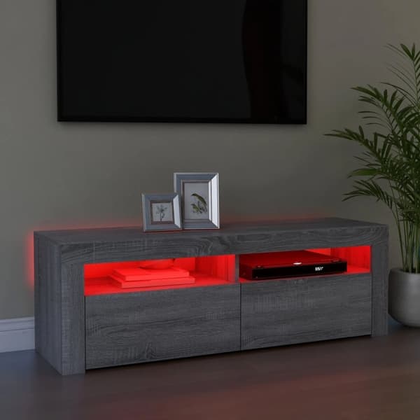 vidaXL TV-benk med LED-lys grå sonoma 120x35x40 cm