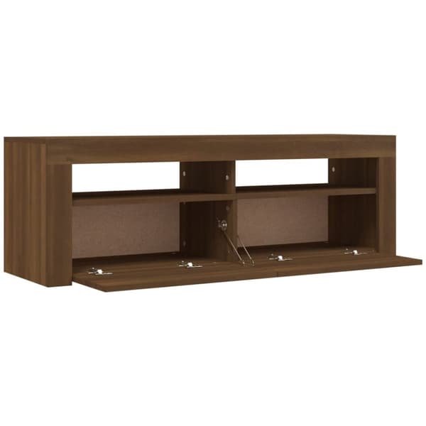 vidaXL TV-benk med LED-lys brun eik 120x35x40 cm
