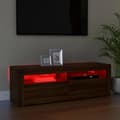 Miniatyrbilde 11 av 11: vidaXL TV-benk med LED-lys brun eik 120x35x40 cm