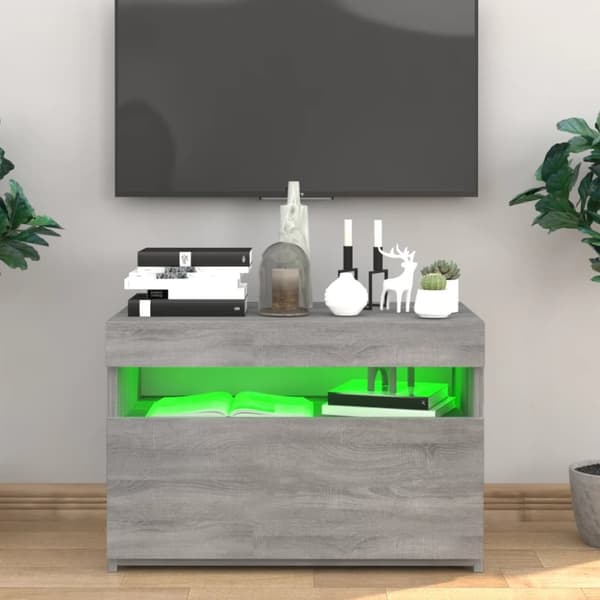 vidaXL TV-benk med LED-lys grå sonoma 60x35x40 cm