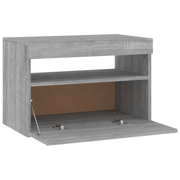 vidaXL TV-benk med LED-lys grå sonoma 60x35x40 cm