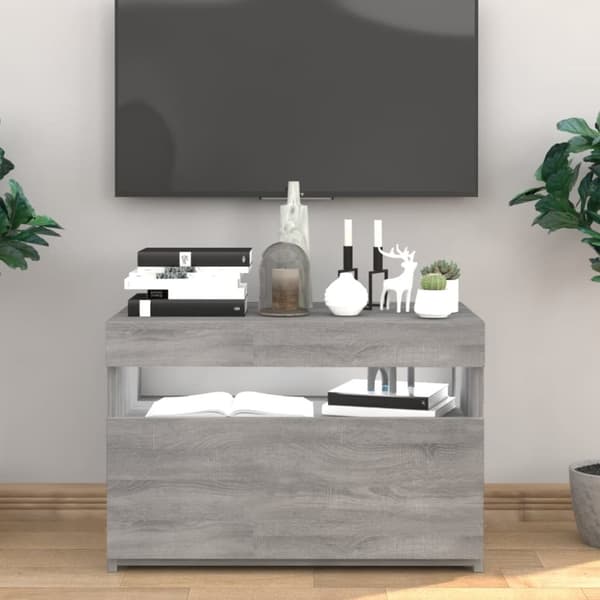 vidaXL TV-benk med LED-lys grå sonoma 60x35x40 cm