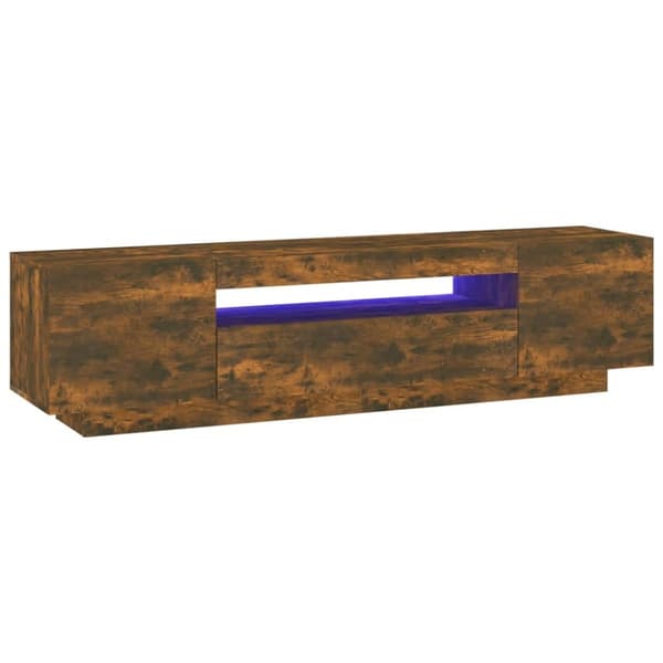 vidaXL Tv-bänk med LED-belysning rökfärgad ek 160x35x40 cm