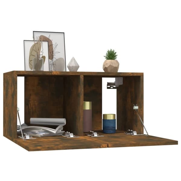 vidaXL Hengende TV-benker 2 stk røkt eik 60x30x30 cm