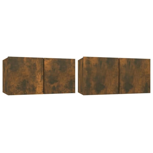 vidaXL Hengende TV-benker 2 stk røkt eik 60x30x30 cm