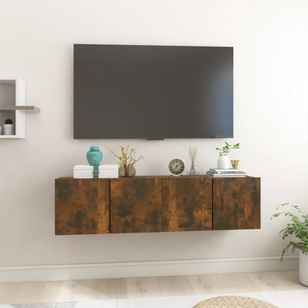 vidaXL Hengende TV-benker 2 stk røkt eik 60x30x30 cm