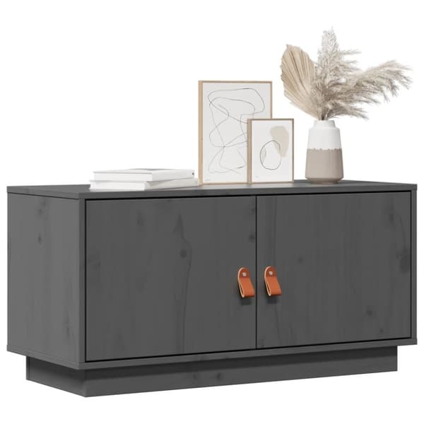vidaXL TV-benk grå 80x34x40 cm heltre furu