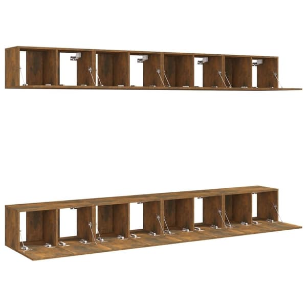 vidaXL Tv-bänk 8 delar rökfärgad ek 60x30x30 cm konstruerat trä