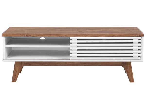 TV-benk Mørkt tre Hvit 44 x 117 x 35 cm Oppbevaring Kabelgjennomføring Moderne stil TV-møbel Stue